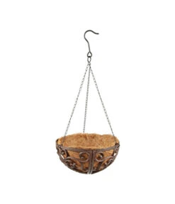 Dehner Gusseisen-Hängeampel Katalonien Mit Kokoseinlage, Rund, Rost, Ca. Ø30/H15 Cm