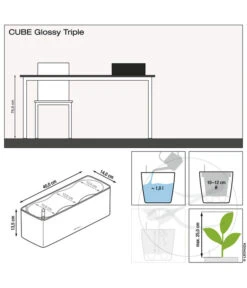 LECHUZA® CUBE Glossy Triple, All-in-One Set, 40 Cm -Blumen Geschaft 4310702 4310678 4310652 WE DE 001 CubeGlossyTriple14
