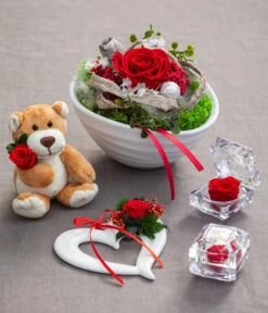 Dehner Keramik-Herz Mit Longlife-Rose Evelin, Ca. B11,5/H3 Cm -Blumen Geschaft 6537732 8167041 6380935 6034458 WE MO 001 Longlife