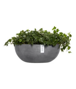 Ecopots Kunststoff-Schale Sofia Wall Mit Wassersystem, Oval, Grau, Ca. B43/H17,5/T25 Cm -Blumen Geschaft 6614515 WE FS 004 EcopotsKunststoffSchaleSofiaWallmitWassersystemovalgrau