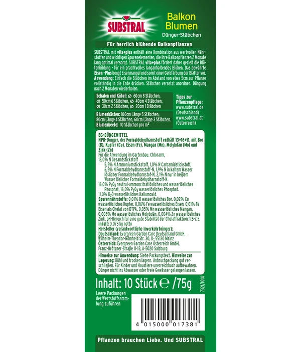 Substral® Düngestäbchen Für Balkonblumen, 10 Stk. 2 Substral® Düngestäbchen Für Balkonblumen, 10 Stk. – Bild 2